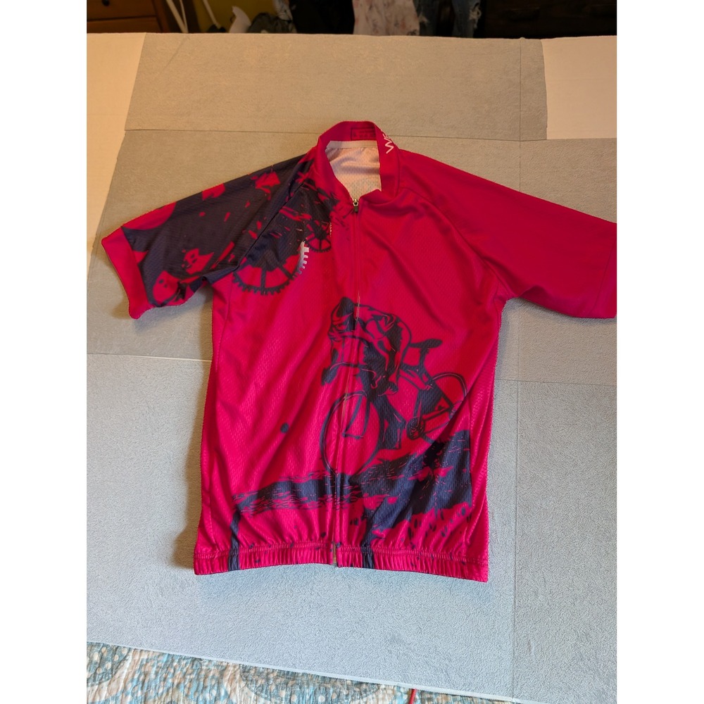 Weimostar Womens Cycling Jersey Large Pink Full Zip Short Sleeve Road Bike Shirt